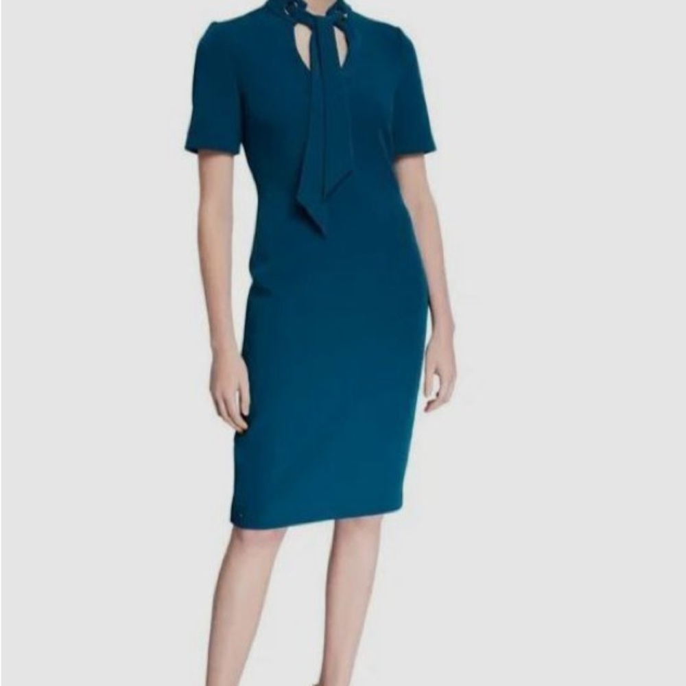 Badgley Mischka Tie Neck Sheath Dress